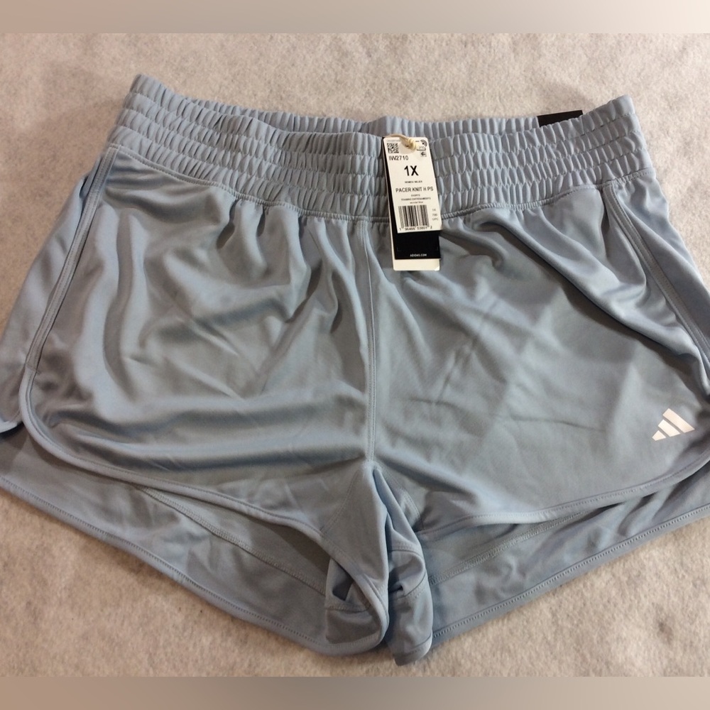 Adidas Women's PLUS  Sky Blue Athletic Shorts SZ 1X NWT